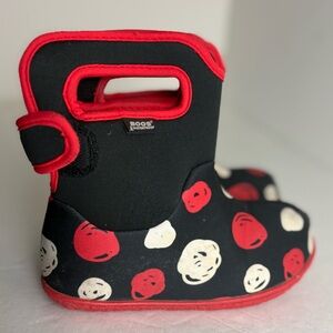 Bogs Toddler Size 10 Unisex Baby Bogs Dot Boots Durafresh Red Black Waterproof